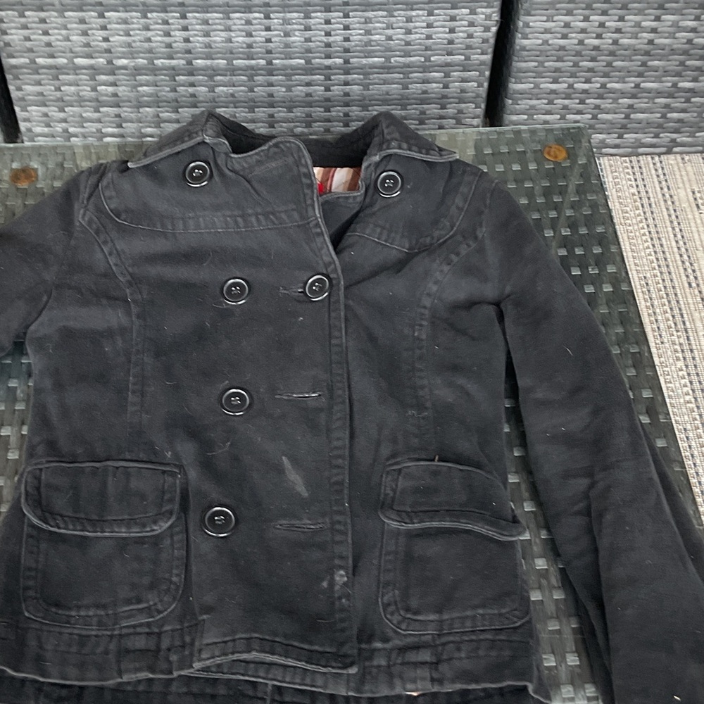 Moschino Black Double-Breasted Pea Coat